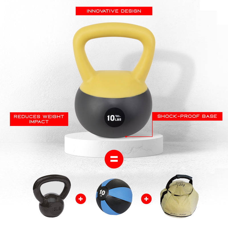 NonZero Gravity Iron Sand Shock-Proof Kettlebell Weight with soft base, sturdy two-hand grip & iron sand filling for workouts 