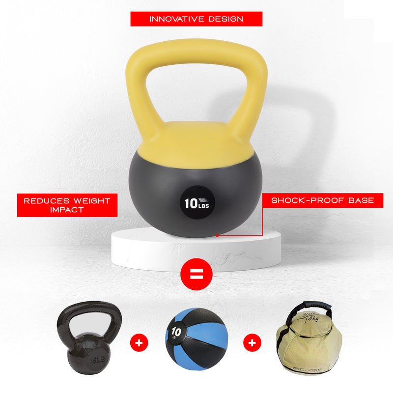 NonZero Gravity Iron Sand Shock-Proof Kettlebell Weight with soft base, sturdy two-hand grip & iron sand filling for workouts