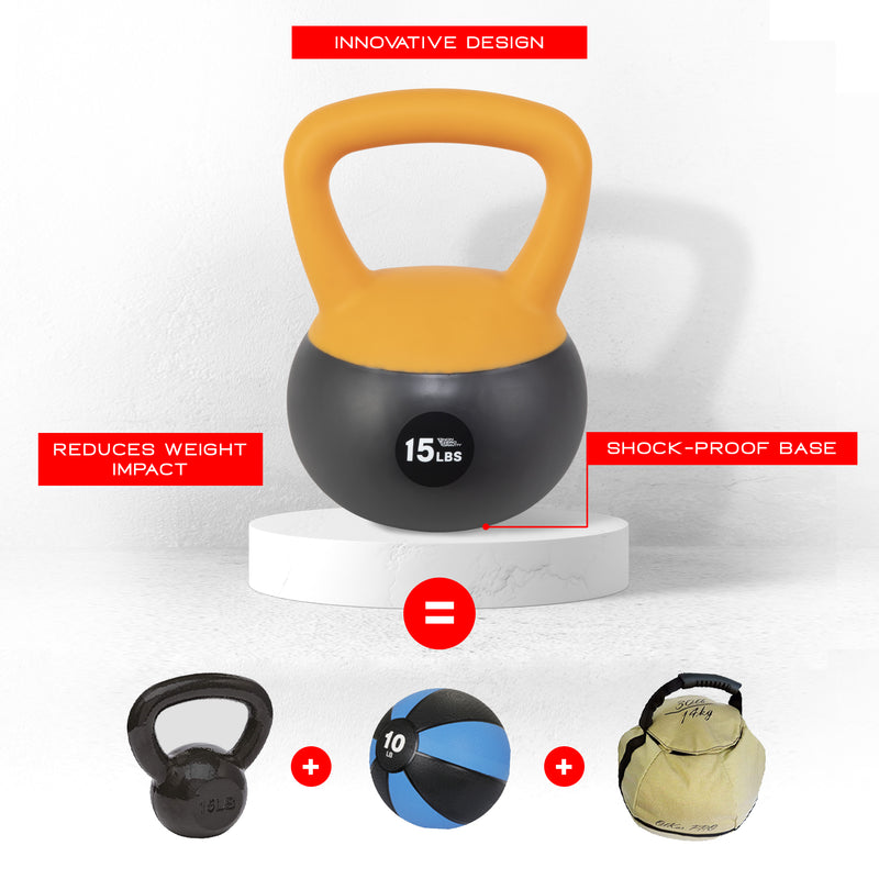 NonZero Gravity Iron Sand Shock-Proof Kettlebell Weight with soft base, sturdy two-hand grip & iron sand filling for workouts