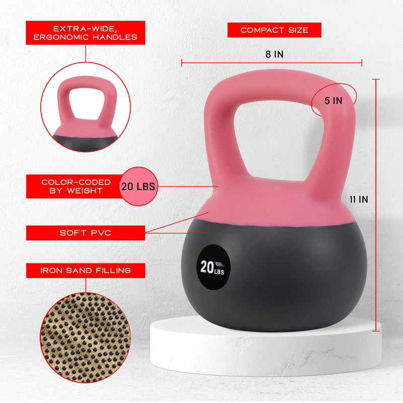 NonZero Gravity Iron Sand Shock-Proof Kettlebell Weight with soft base, sturdy two-hand grip & iron sand filling for workouts
