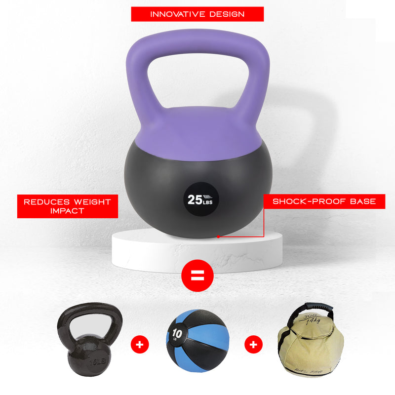 NonZero Gravity Iron Sand Shock-Proof Kettlebell Weight with soft base, sturdy two-hand grip & iron sand filling for workouts 