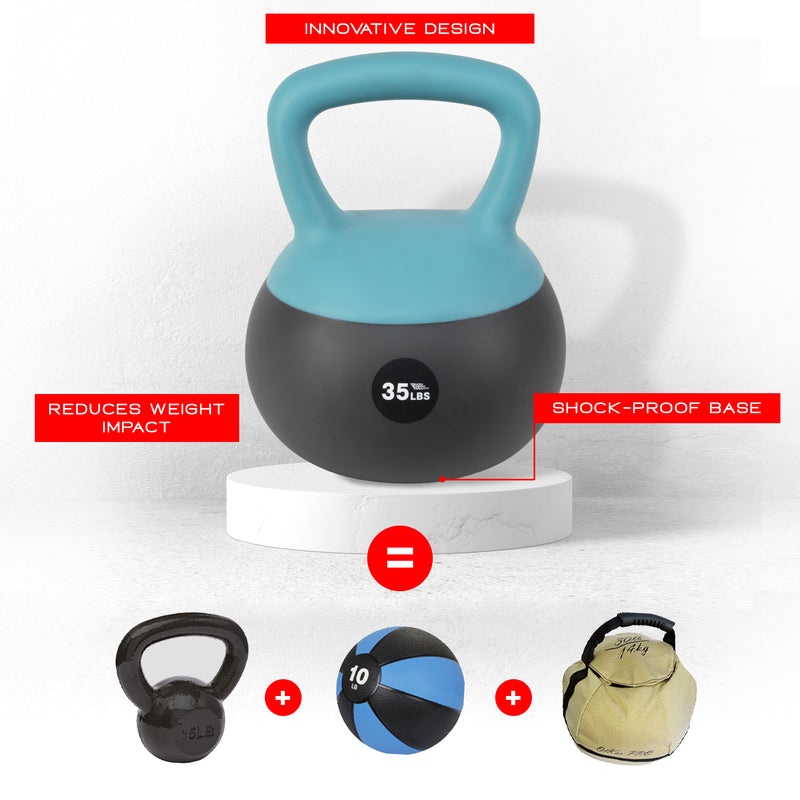 NonZero Gravity Iron Sand Shock-Proof Kettlebell Weight with soft base, sturdy two-hand grip & iron sand filling for workouts