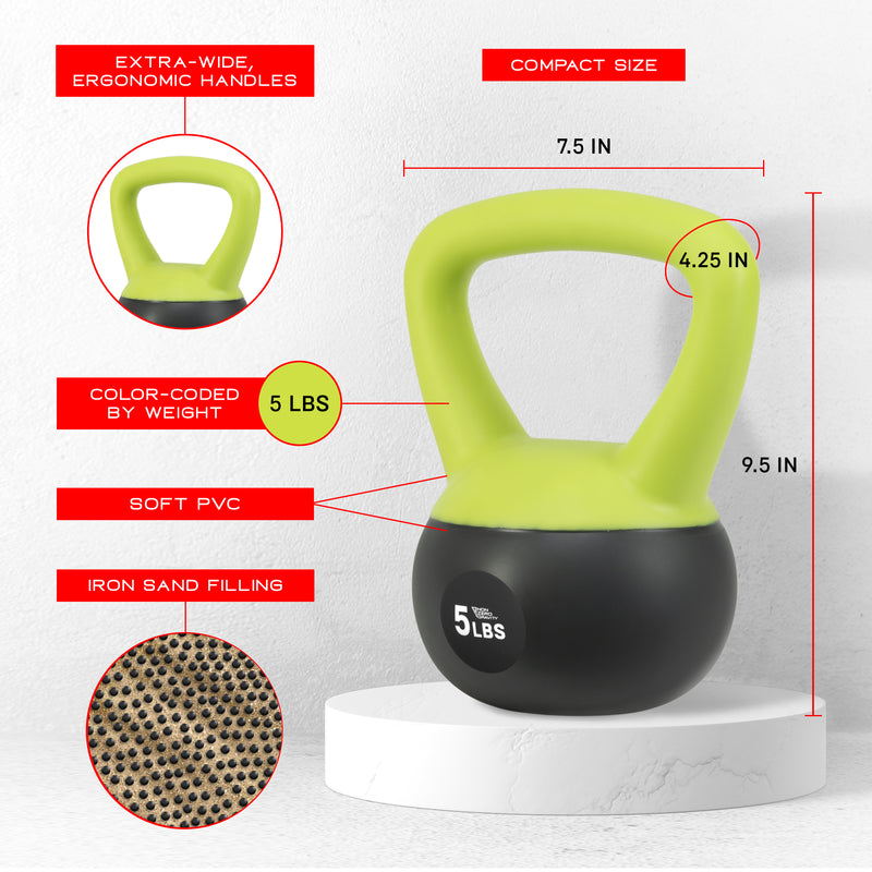 NonZero Gravity Iron Sand Shock-Proof Kettlebell Weight with soft base, sturdy two-hand grip & iron sand filling for workouts