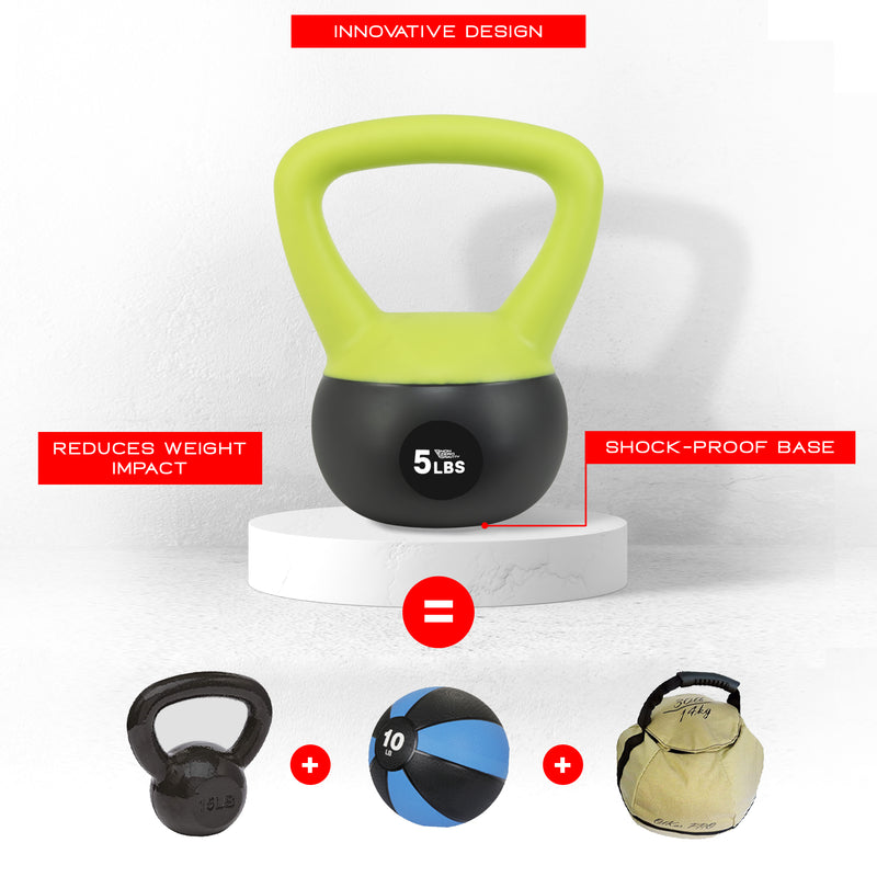 NonZero Gravity Iron Sand Shock-Proof Kettlebell Weight with soft base, sturdy two-hand grip & iron sand filling for workouts