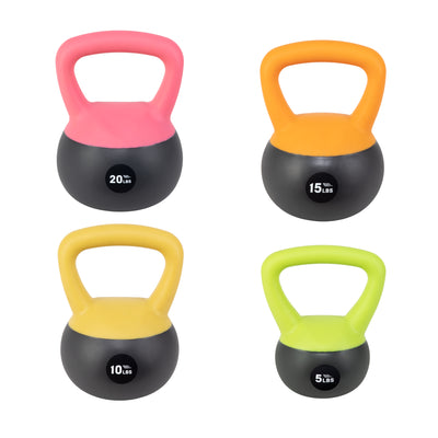 NonZero Gravity 4-piece Iron Sand Kettlebell 50lb Set Shock-Proof Weights with soft base, sturdy two-hand grip & iron sand filling for workouts
