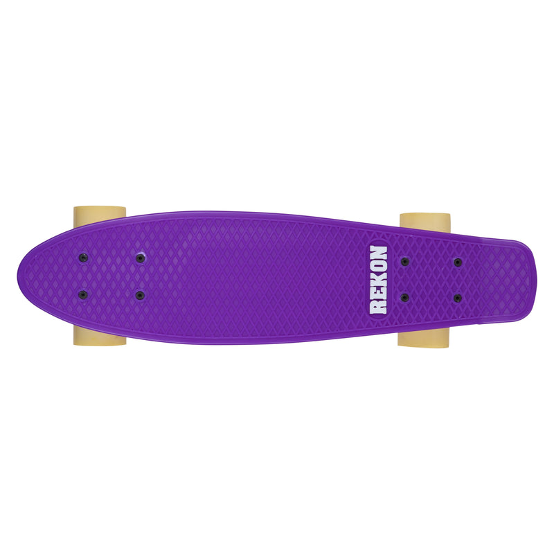 Rekon 22" Complete Mini Cruiser Plastic Skateboard (Glow in Dark, Purple)