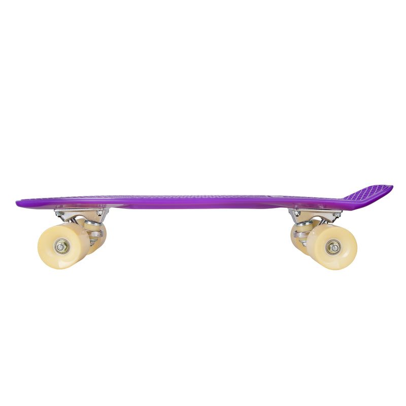 Rekon 22" Complete Mini Cruiser Plastic Skateboard (Glow in Dark, Purple)