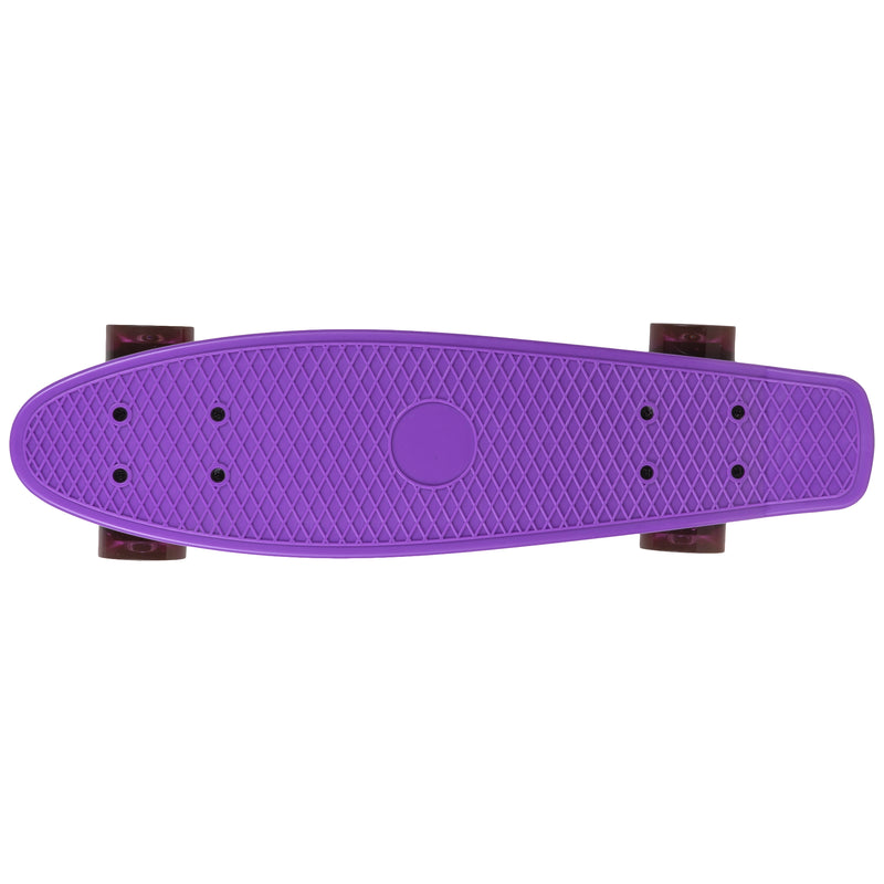 Rekon 22.5" Complete Mini Cruiser Plastic Skateboard (Purple w/ LED Wheels)