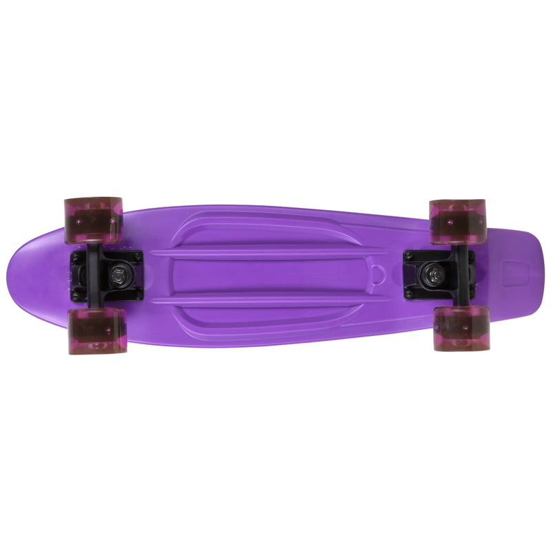 Rekon 22.5" Complete Mini Cruiser Plastic Skateboard (Purple w/ LED Wheels)