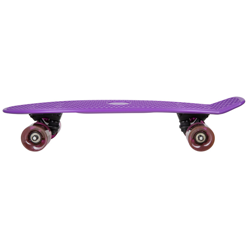 Rekon 22.5" Complete Mini Cruiser Plastic Skateboard (Purple w/ LED Wheels)