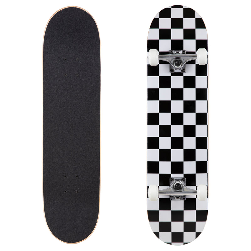 Complete Skateboard | 8" Checker White Shop709.com