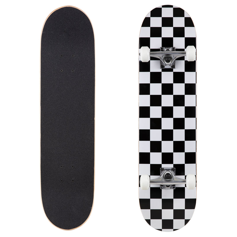 Runner Complete Skateboard | 8" Checker White