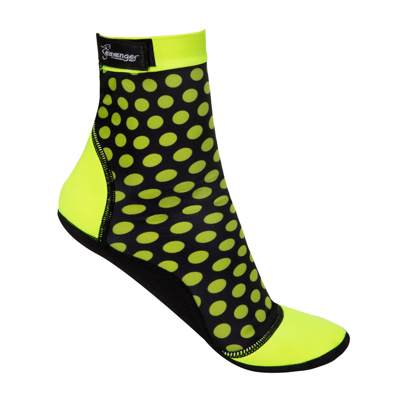 tall beach socks with yellow polka dots