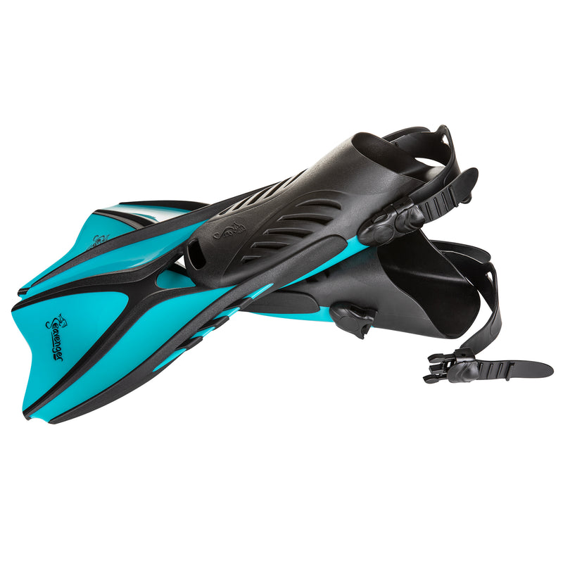 teal snorkeling fins