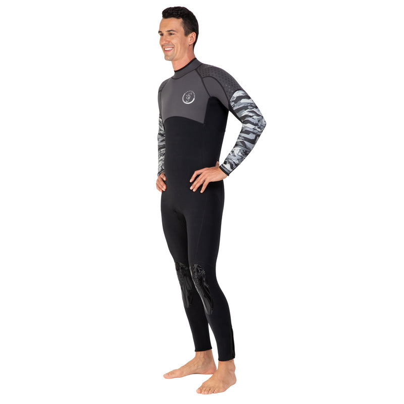 Seavenger Men’s 3/2mm Bravo Full Wetsuit with super-stretch panels, calf compression, ankle & wrist zippers