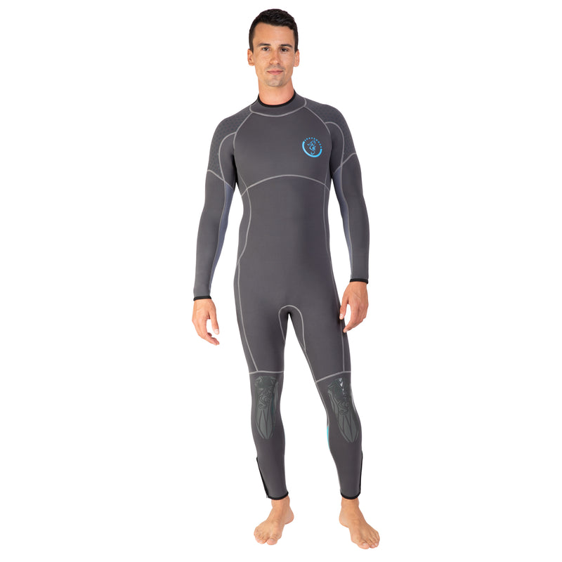 Seavenger Men’s 3/2mm Bravo Full Wetsuit with super-stretch panels, calf compression, ankle & wrist zippers