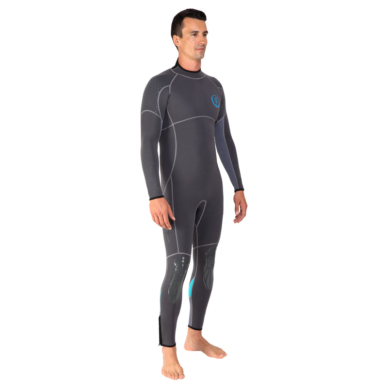 Seavenger Men’s 3/2mm Bravo Full Wetsuit with super-stretch panels, calf compression, ankle & wrist zippers