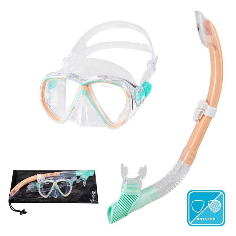Seavenger Hanalei Snorkel and Anti-Fog Mask Set in Mint Cream
