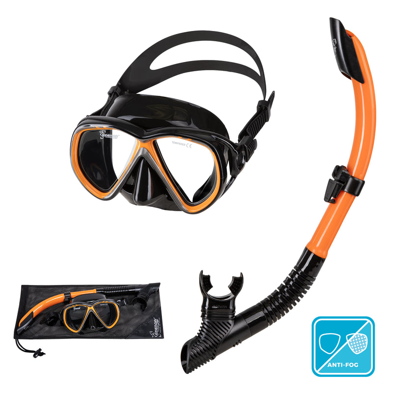 Seavenger Hanalei Snorkel and Anti-Fog Mask Set in Orange Peel