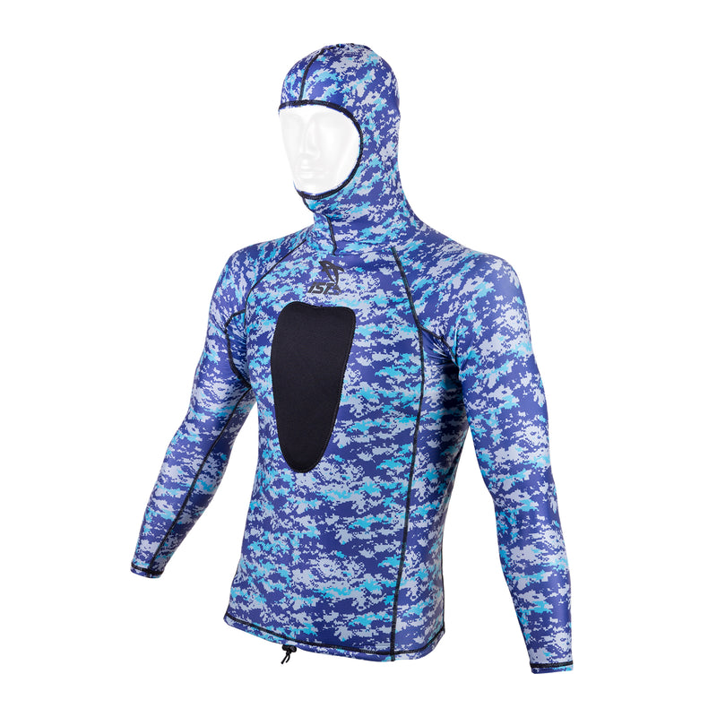 IST Camouflage Spearfishing Rash Guard with Hood, Loading Pad