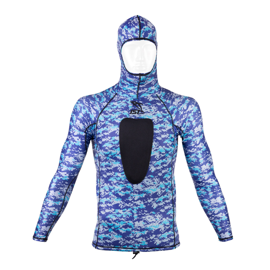 IST Camouflage Spearfishing Rash Guard with Hood, Loading Pad