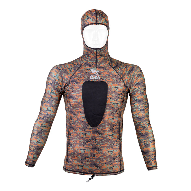 IST Camouflage Spearfishing Rash Guard with Hood, Loading Pad