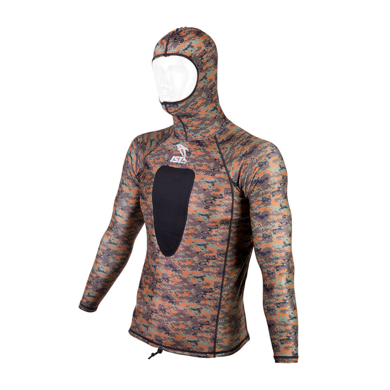 IST Camouflage Spearfishing Rash Guard with Hood, Loading Pad