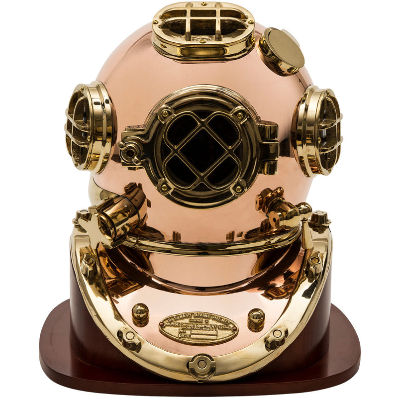 18" Mk V Brass Dive Helmet Replica with Wood Stand