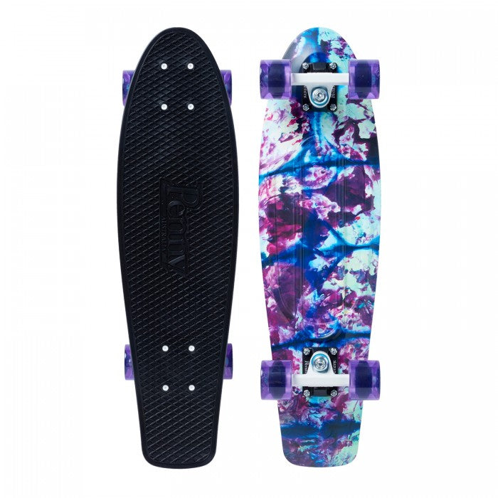 PENNY 27 INCH PLASTIC WAFFLE TOP MINI CRUISER: Blue Sunshine