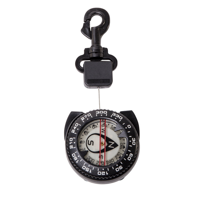 Large Glow in the Dark Dive Compass With Retractor Cable, Trigger Clip