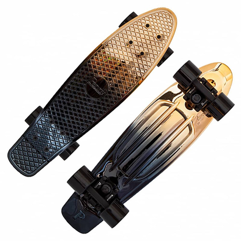Penny 22 Inch Plastic Waffle Top Mini Cruiser: Black Gold Fade