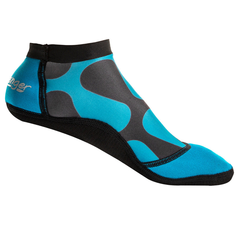 short beach socks with a blue wave pattern