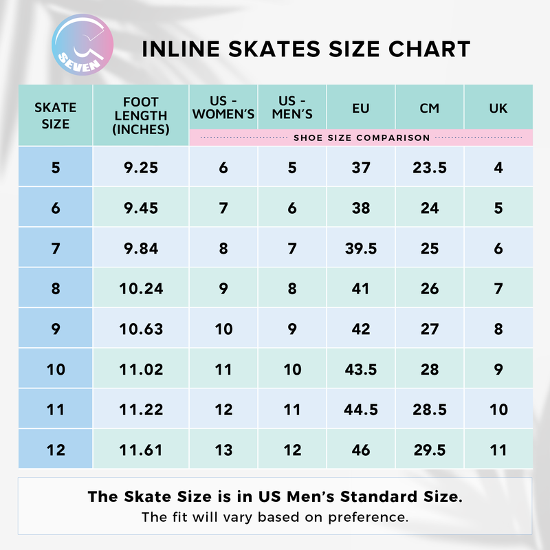 C7skates Retro Inline Skates Size Chart