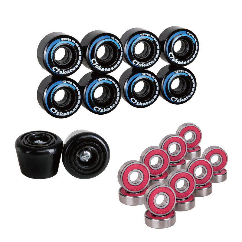 C7skates RSU wheels, stopper, and bearings combo - Black