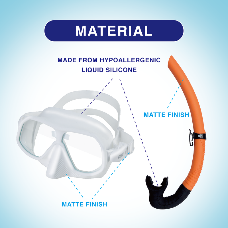 IST Sonic Diving Mask & Non-Purge Foldable Snorkel Material
