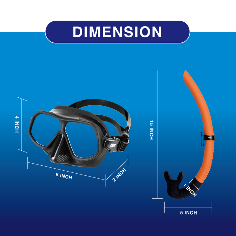 IST Sonic Diving Mask & Non-Purge Foldable Snorkel Dimension