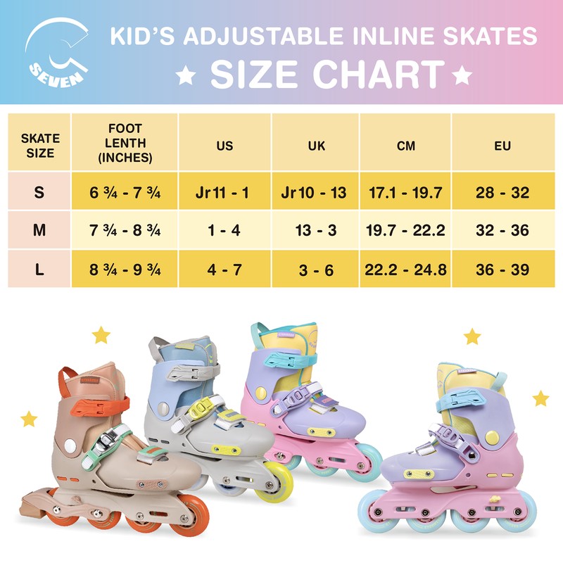 C7skates Nostalgic Jr. Kid Inline Skates Size Chart