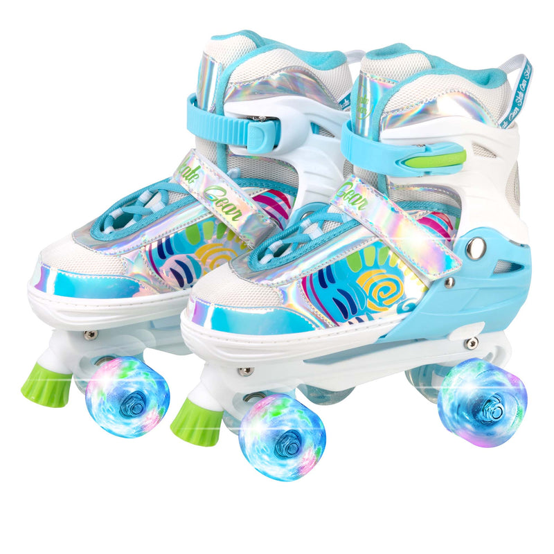 Skate Gear Rainbow Adjustable Light up Quad Roller Skates for Boys and Girls