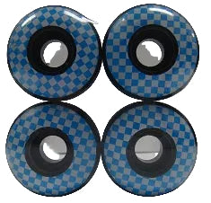 Cal 7 Solid Black w Blue/White Checker Skateboard Wheels | 52mm 99A