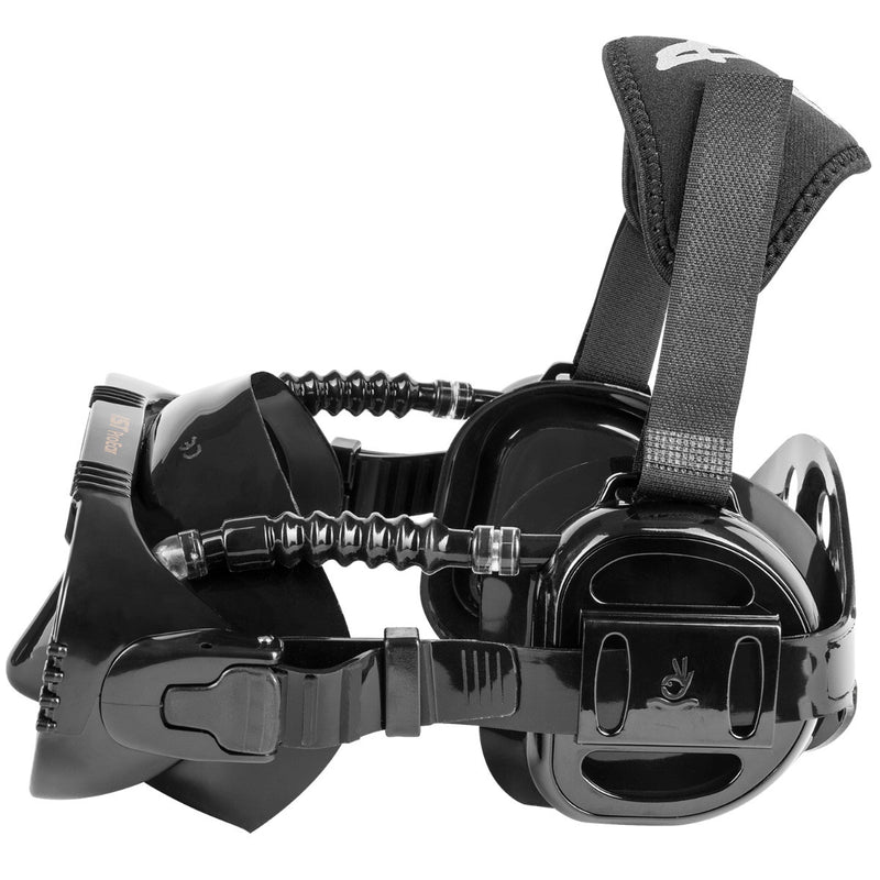 IST ProEar Pressure Equalization Mask with Watertight Ear Cups, Black Silicone