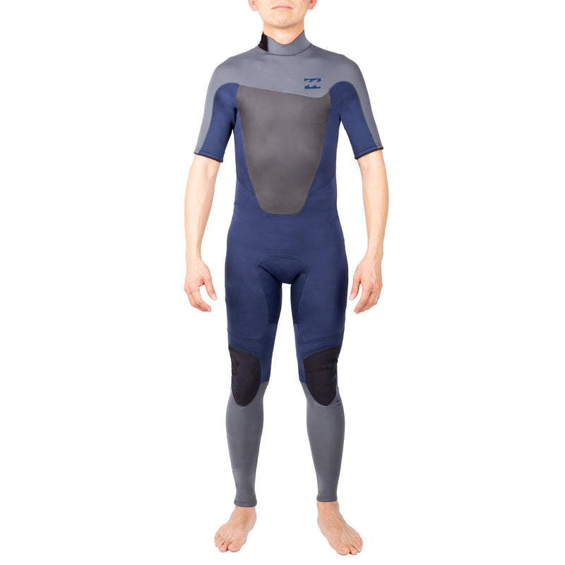 A black Billabong fullsuit wetsuit with 2mm neoprene and short sleeves.
