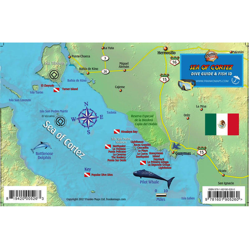 Franko Maps Central Sea Of Cortez Dive Creature Guide 5.5 X 8.5 Inch