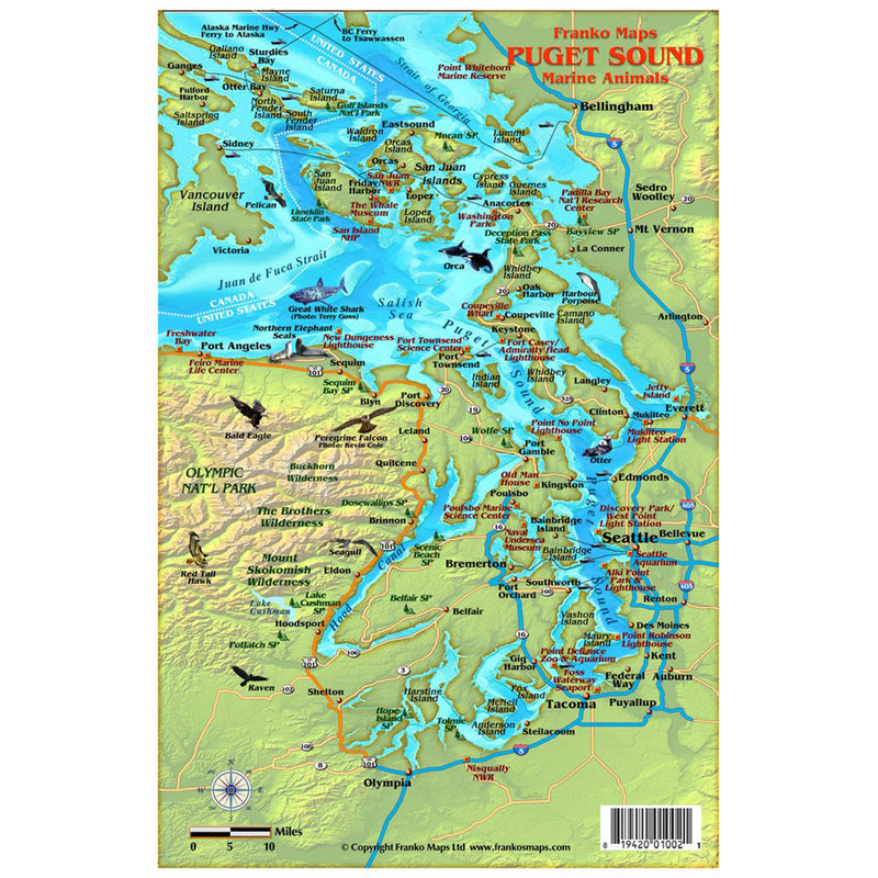Franko Maps Puget Sound Marine Animals Creature Guide 5.5 X 8.5 Inch