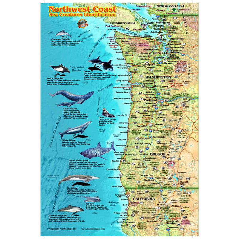 Franko Maps Northwest Coast Sea Creature Guide 5.5 X 8.5 Inch