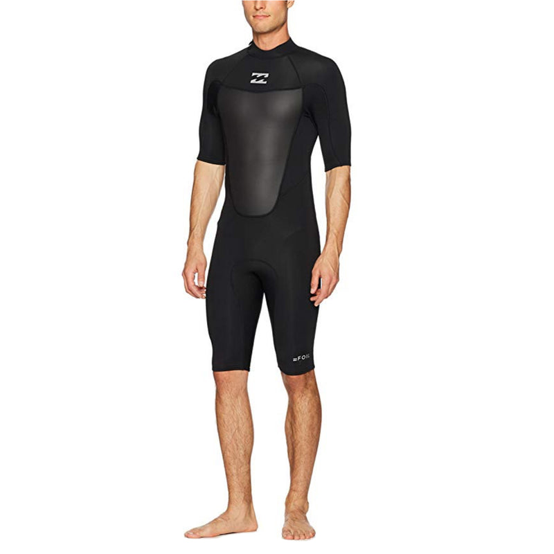 A black Billabong shorty wetsuit in 2mm neoprene