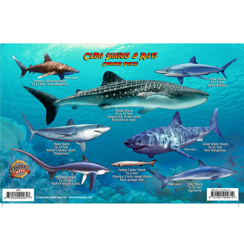 Franko Maps Cuba Sharks Rays Creature Guide 5.5 X 8.5 Inch
