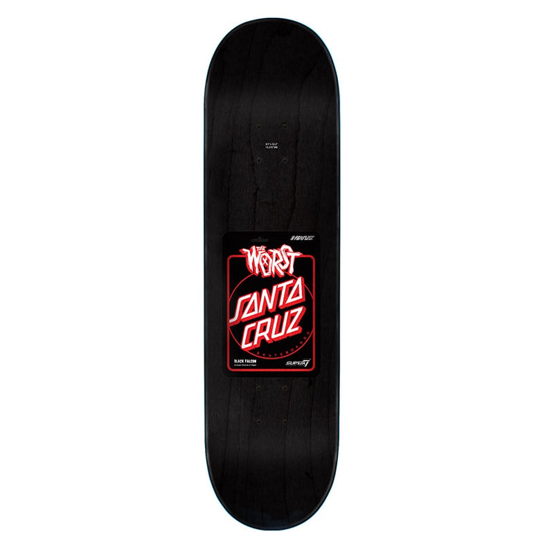 Santa Cruz The Worst Black Falcon Everslick 8.5in x 32.2in Skateboard Deck