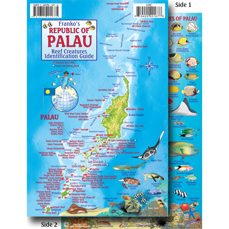 Franko Maps Palau Reef Dive Creature Guide 5.5 X 8.5 Inch