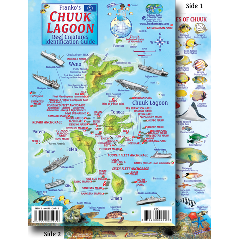 Franko Maps Chuuk Lagoon Reef Dive Creature Guide 5.5 X 8.5 Inch