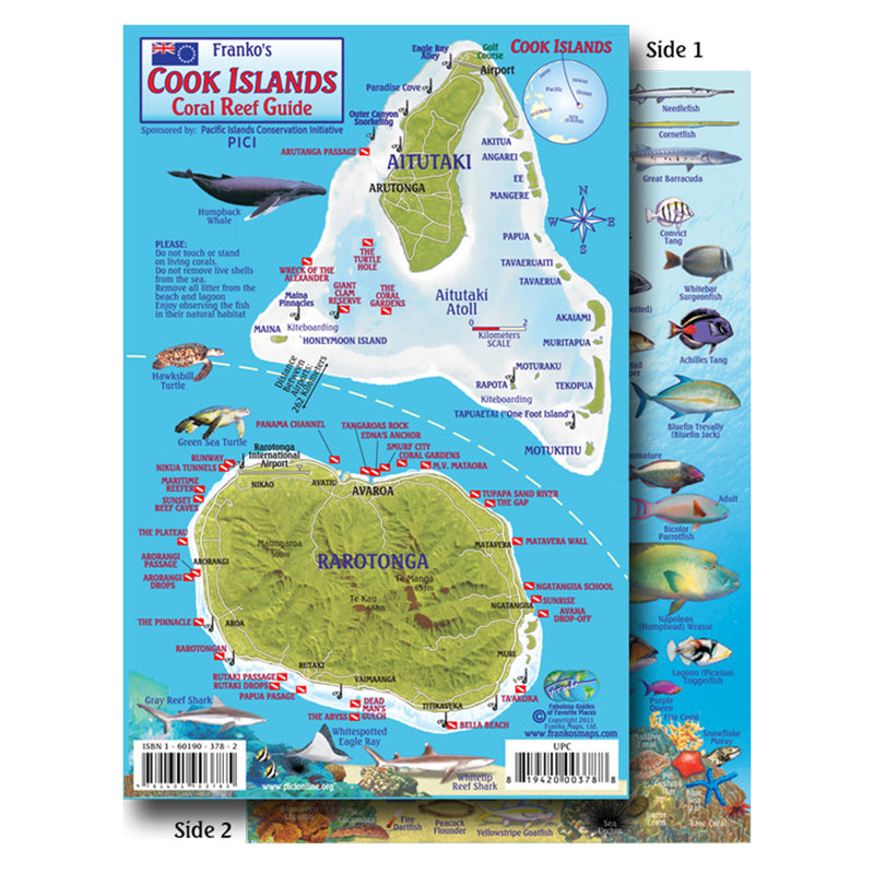 Franko Maps Cook Islands Reef Dive Creature Guide 5.5 X 8.5 Inch